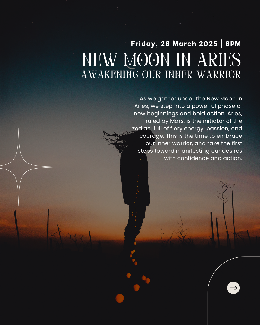 28 March 8PM - New Moon in Aries: Awakening Our Inner Warrior